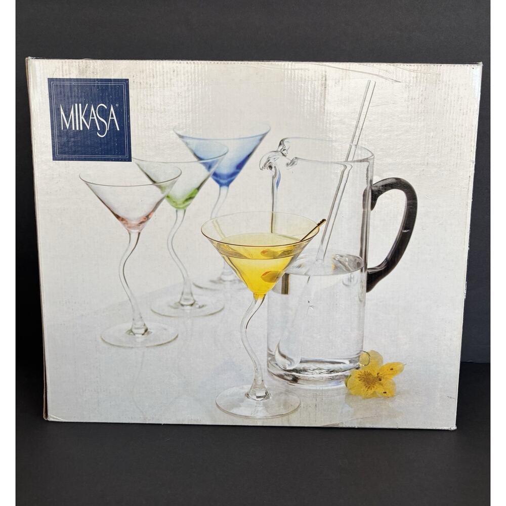 MIKASA BAJA Crystal Martini Glasses Set of 6 Pieces & Pitcher SFG71/917